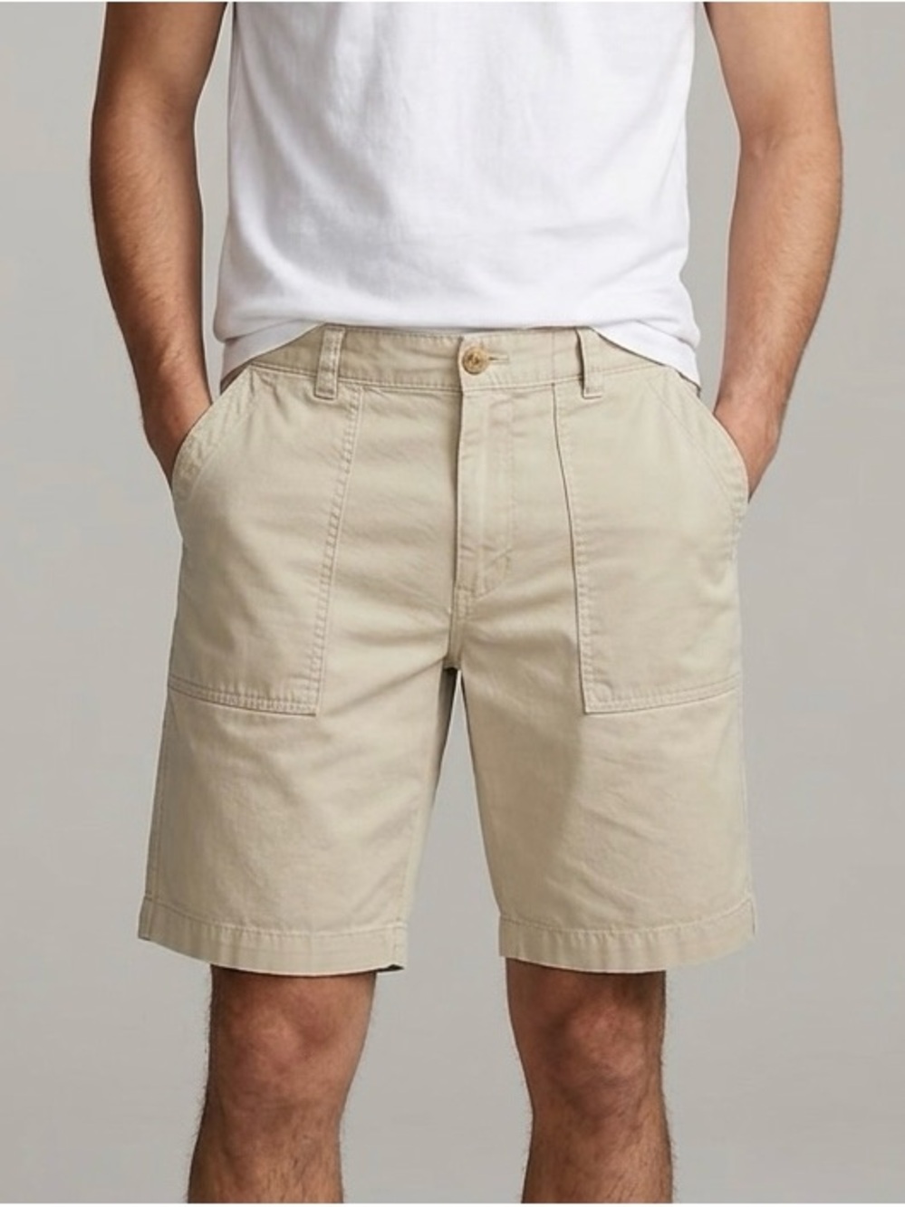 J. Crew Men's Khaki Cotton Dock Shorts with Patch Pockets. Size 35